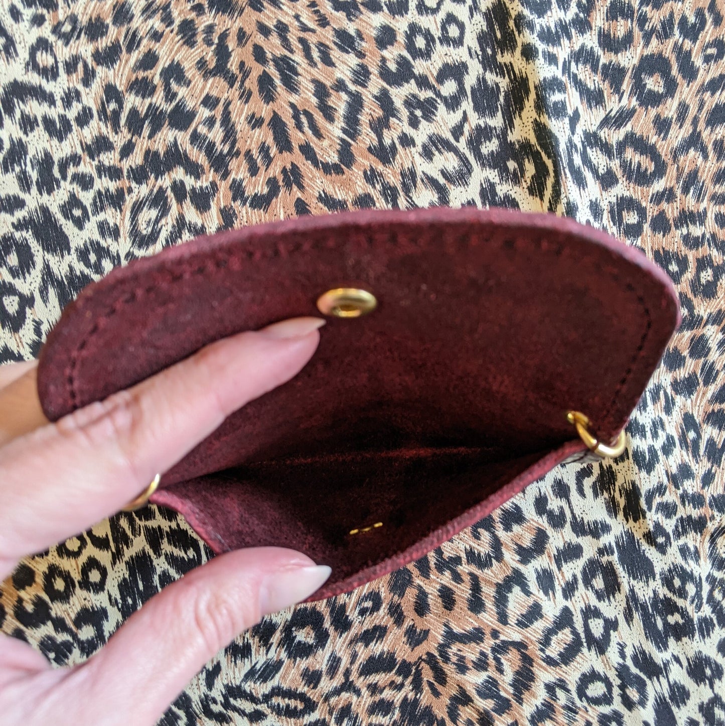 Chain Wallet or micro crossbody with removable brass chain