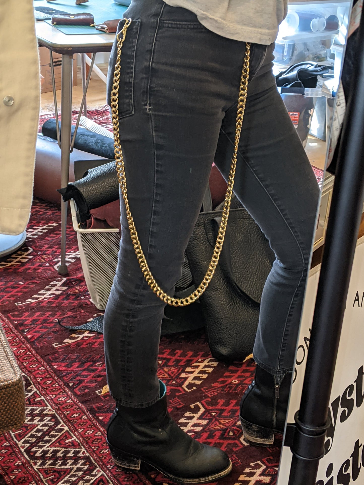 Chain Wallet or micro crossbody with removable brass chain