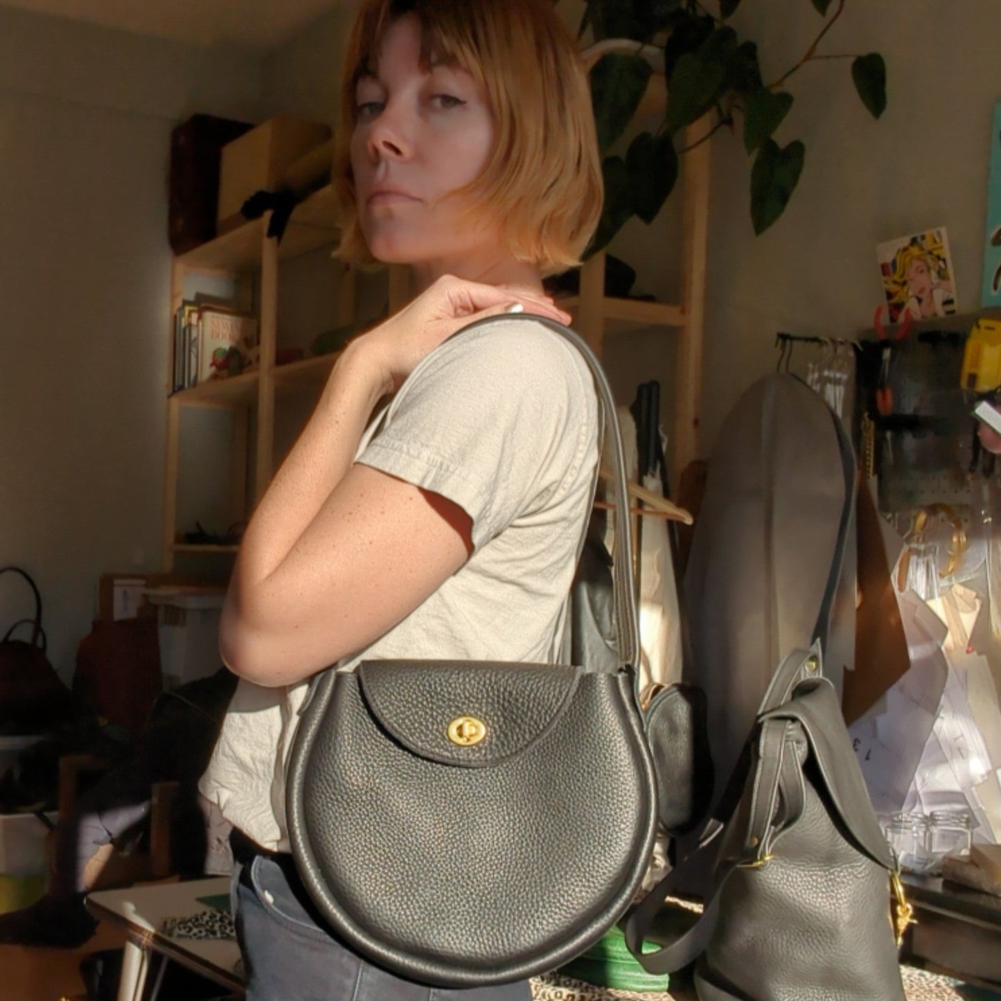 Underarm Bag with Brass Lock