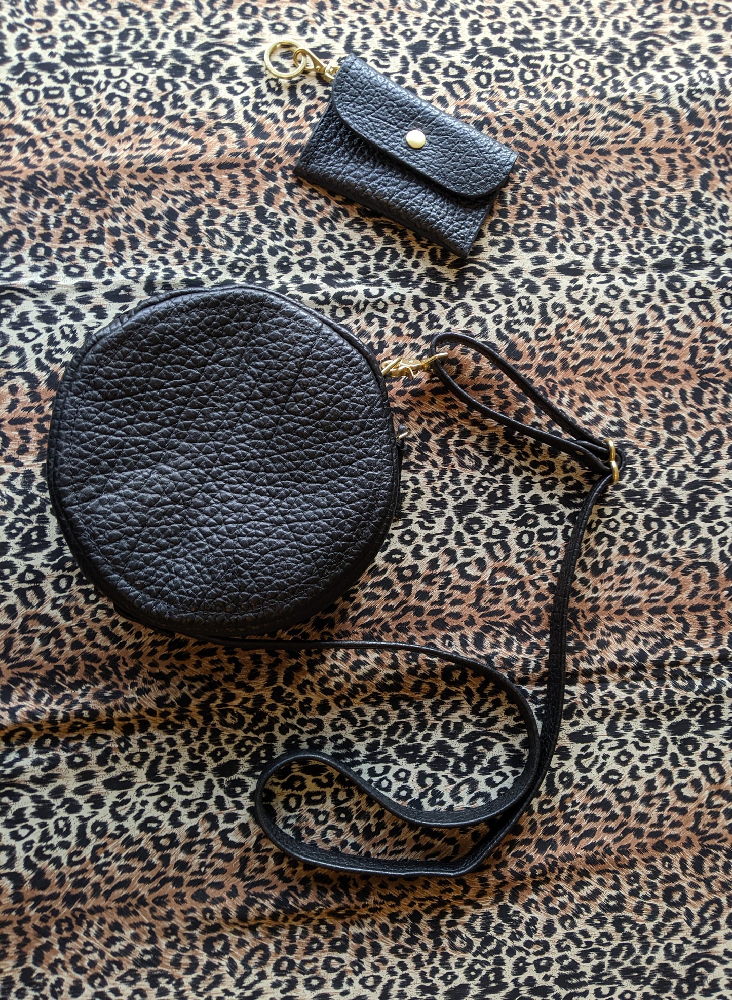 Tambourine Bag gift set Black Bubble Leather