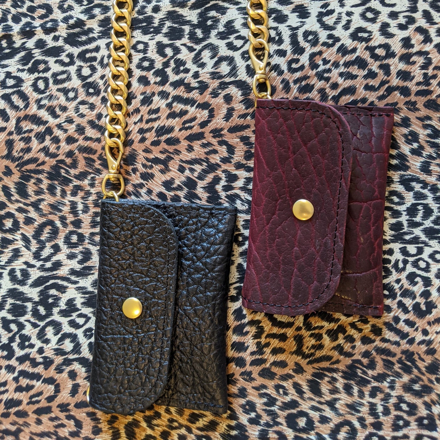 Chain Wallet or micro crossbody with removable brass chain