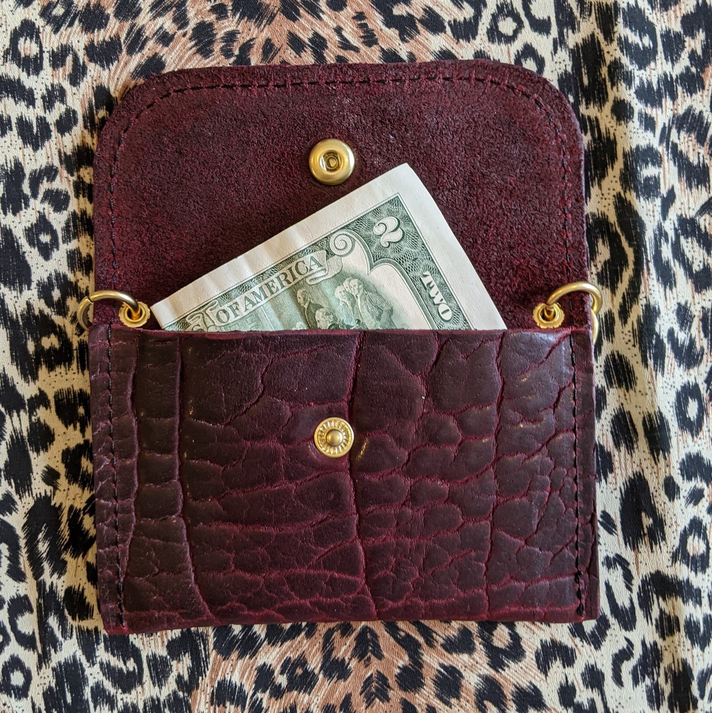 Chain Wallet or micro crossbody with removable brass chain